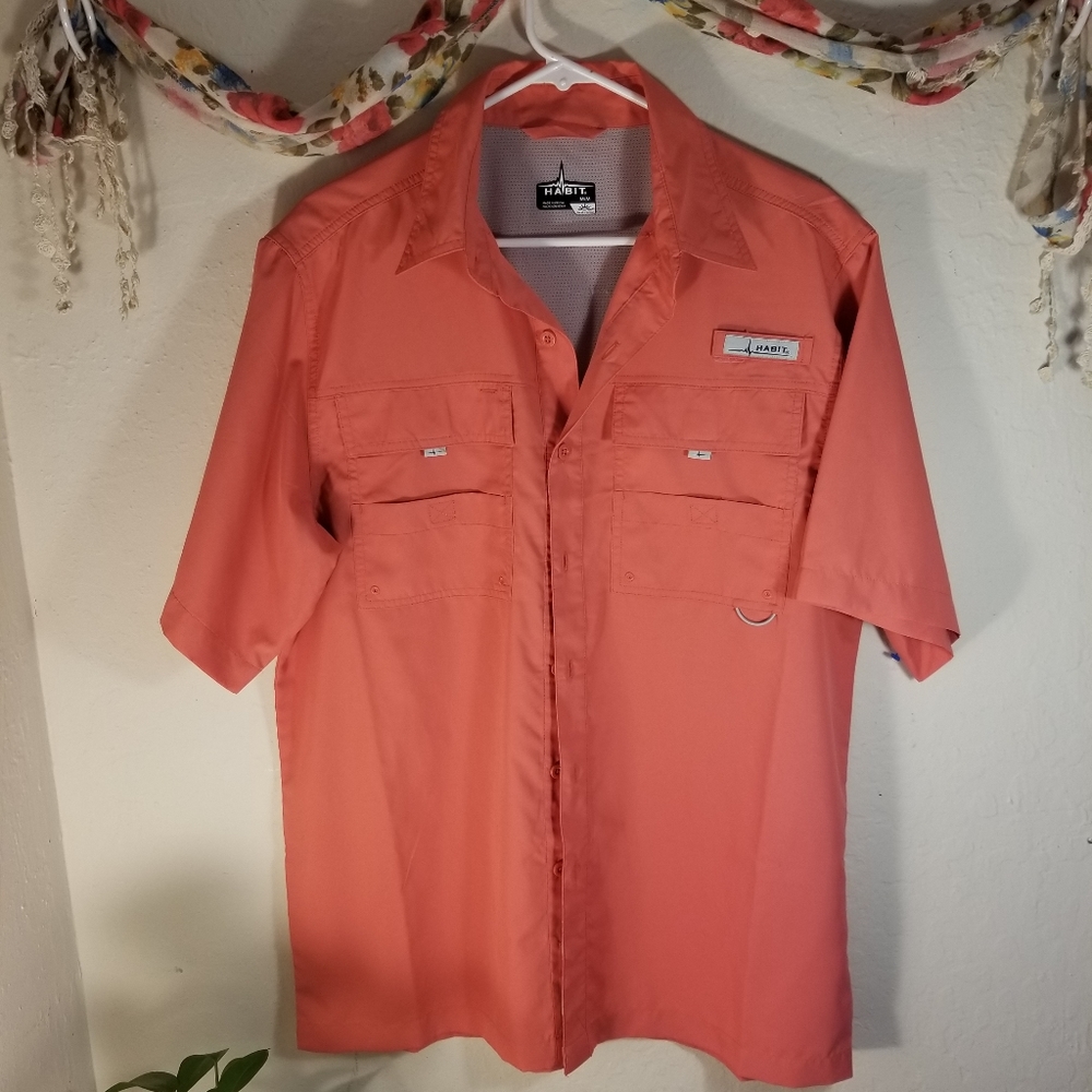 Habit fishing shirt medium spiced coral